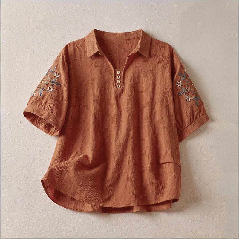 Lässiges Damen-T-Shirt mit Buddha Stones, floralem Muster und kurzen Ärmeln - Schokolade - US12, UK/AU16, EU44 (3XL) - image 15