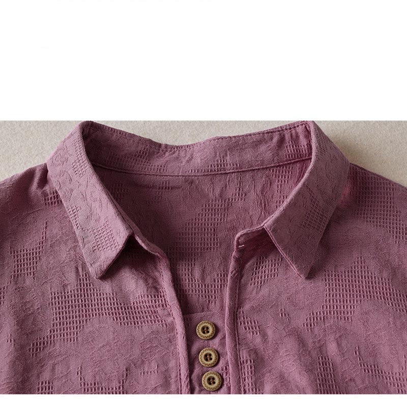 Lässiges Damen-T-Shirt mit Buddha Stones, floralem Muster und kurzen Ärmeln - image 7