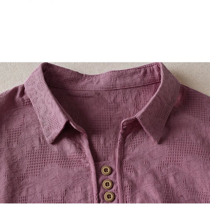 Lässiges Damen-T-Shirt mit Buddha Stones, floralem Muster und kurzen Ärmeln - image 7