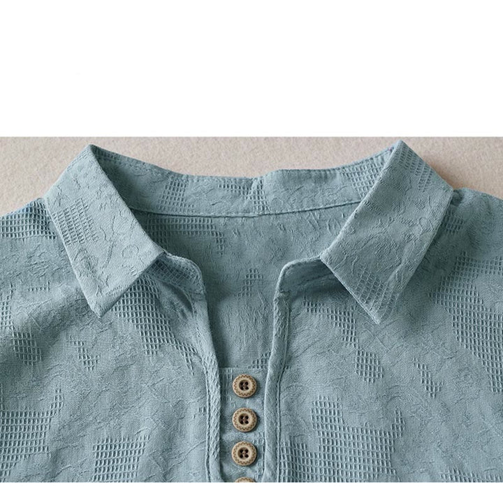 Lässiges Damen-T-Shirt mit Buddha Stones, floralem Muster und kurzen Ärmeln - image 14