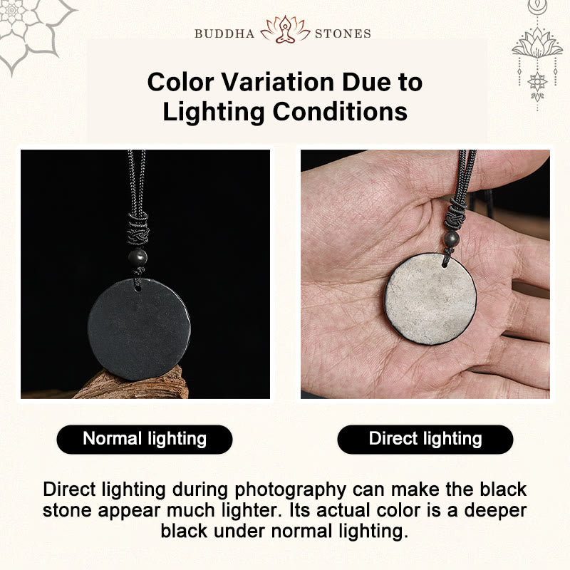 Buddha Stones -Kreis, schlichtes Design, authentischer Schungit-Schutzstein-Halskettenanhänger - image 4