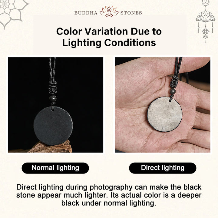 Buddha Stones -Kreis, schlichtes Design, authentischer Schungit-Schutzstein-Halskettenanhänger - image 4