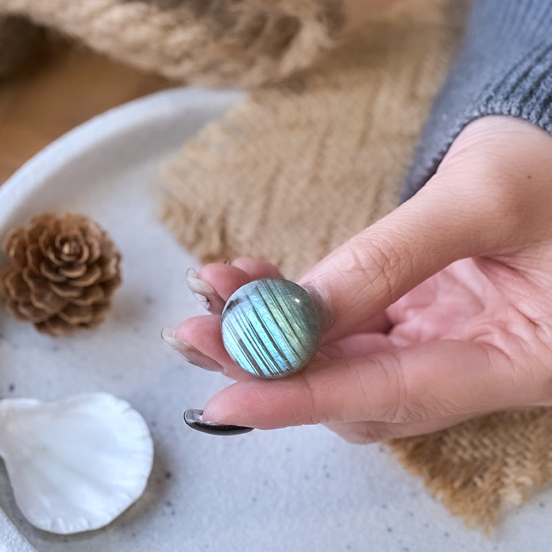 Buddha Stones Natürliche runde Labradorit-Heilungsfigur Dekoration - image 3
