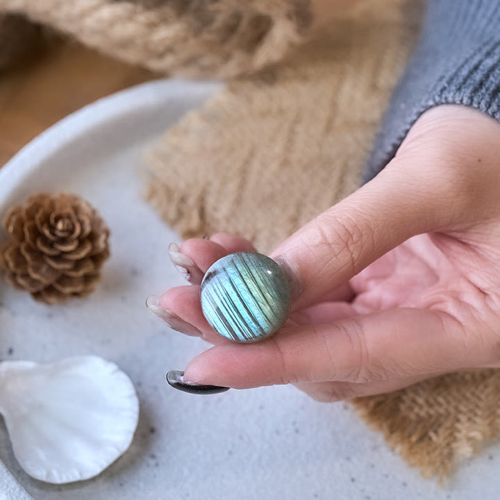 Buddha Stones Natürliche runde Labradorit-Heilungsfigur Dekoration - image 3