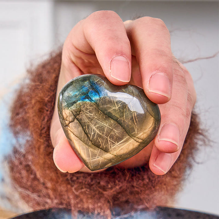 Buddha Stones Labradorit-Herzstein, natürliche Heilsteinfigur, Dekoration - image 1