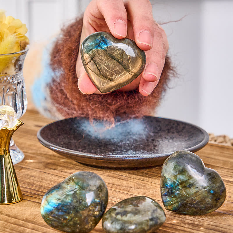 Buddha Stones Labradorit-Herzstein, natürliche Heilsteinfigur, Dekoration - image 6