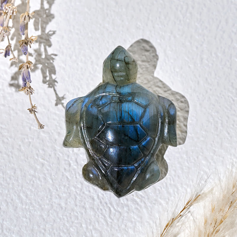 Buddha Stones Schildkrötenfigur aus Labradorit – Symbol für Weisheit und Schutz – Heimdekoration - image 3