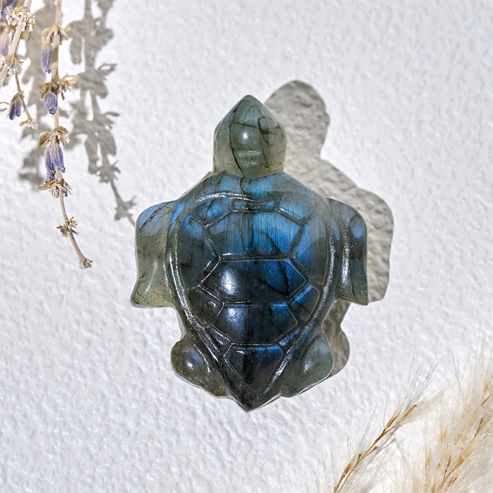 Buddha Stones Schildkrötenfigur aus Labradorit – Symbol für Weisheit und Schutz – Heimdekoration - image 3