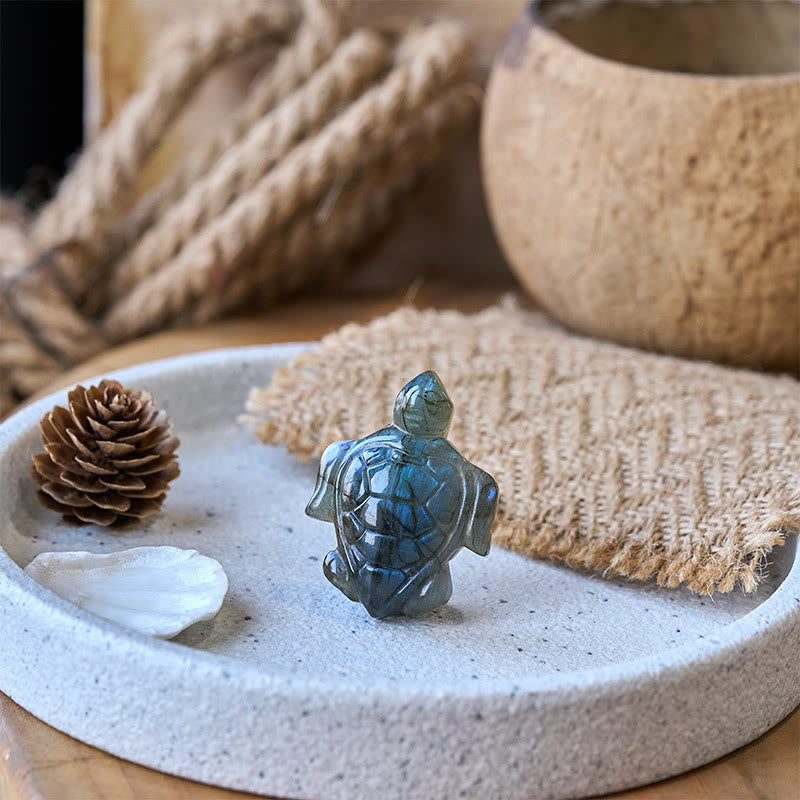 Buddha Stones Schildkrötenfigur aus Labradorit – Symbol für Weisheit und Schutz – Heimdekoration - image 5