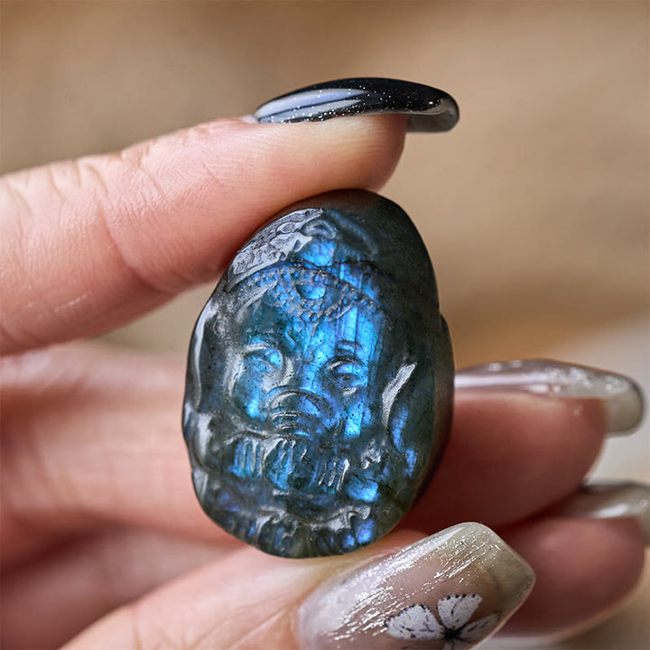 Buddha Stones Ganesh Elefantenfigur aus natürlichem Labradorit, Heil- und Schutzstatue, Heimdekoration - image 4