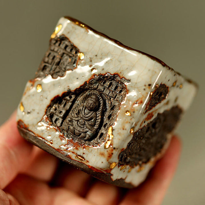 Buddha Stones Handbemalte Dunhuang Buddha Shino Keramik-Teetasse Kung Fu Teetasse - image 1