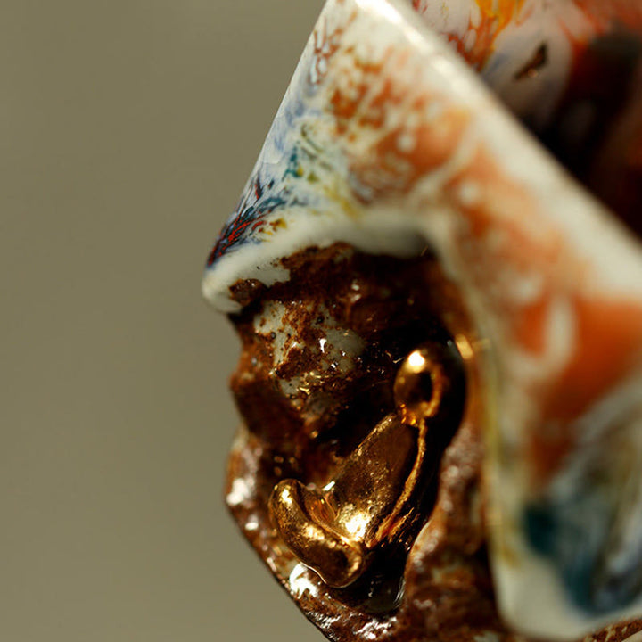Buddha Stones Handbemalte Dunhuang-Teetasse aus Shino-Keramik mit meditierendem Buddha (Kung-Fu-Teetasse) - image 3