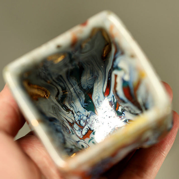 Buddha Stones Handbemalte Dunhuang-Teetasse aus Shino-Keramik mit meditierendem Buddha (Kung-Fu-Teetasse) - image 5
