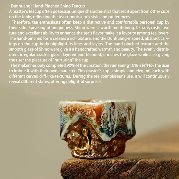Buddha Stones Handbemalte Dunhuang-Teetasse aus Shino-Keramik mit meditierendem Buddha (Kung-Fu-Teetasse) - image 4