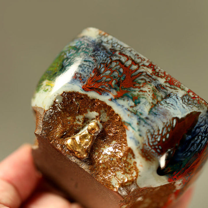 Buddha Stones Handbemalte Dunhuang-Teetasse aus Shino-Keramik mit meditierendem Buddha (Kung-Fu-Teetasse) - image 9