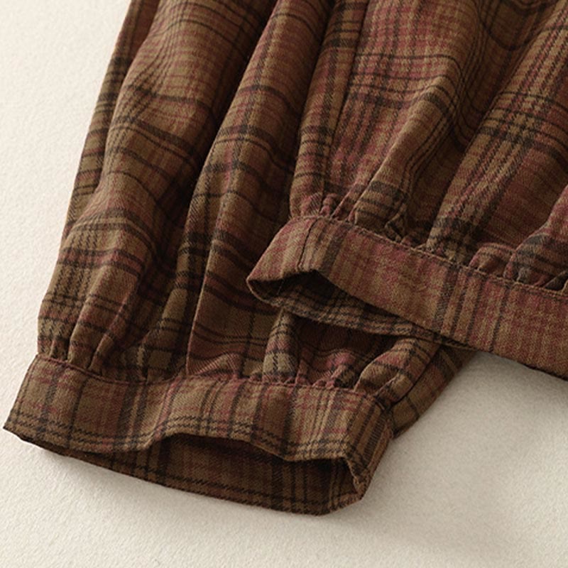 Buddha Stones Damen-Haremshose mit kariertem Frühlingsmuster, Länge 7-8, mit Taschen - image 4