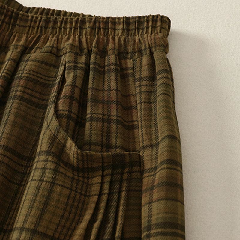 Buddha Stones Damen-Haremshose mit kariertem Frühlingsmuster, Länge 7-8, mit Taschen - image 9