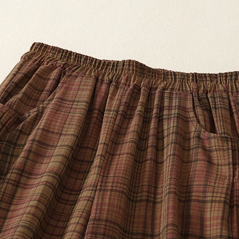 Buddha Stones Damen-Haremshose mit kariertem Frühlingsmuster, Länge 7-8, mit Taschen - image 1