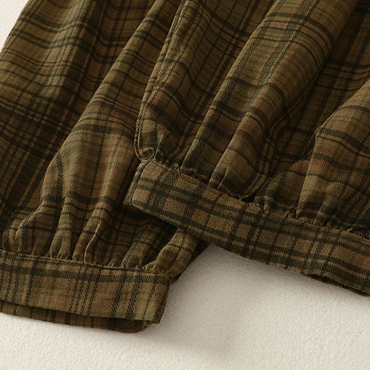 Buddha Stones Damen-Haremshose mit kariertem Frühlingsmuster, Länge 7-8, mit Taschen - image 11