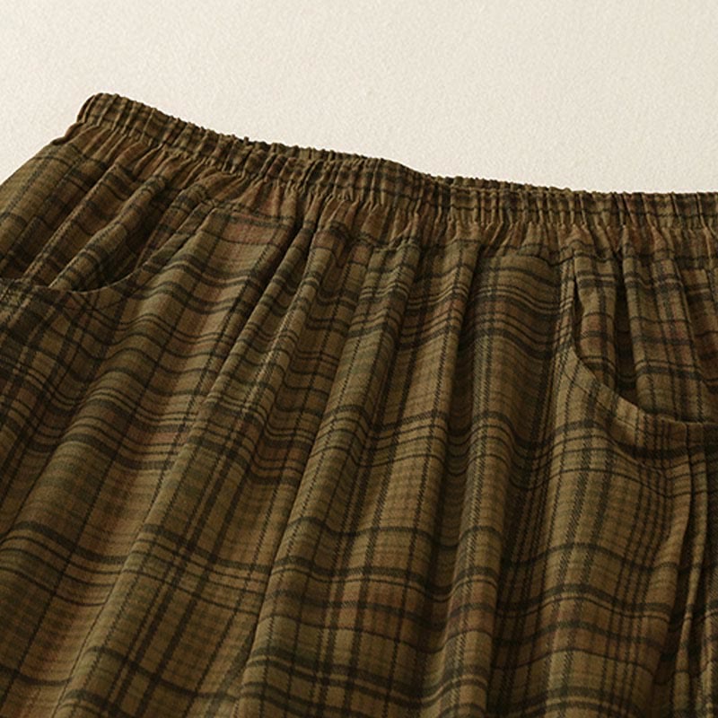 Buddha Stones Damen-Haremshose mit kariertem Frühlingsmuster, Länge 7-8, mit Taschen - image 7