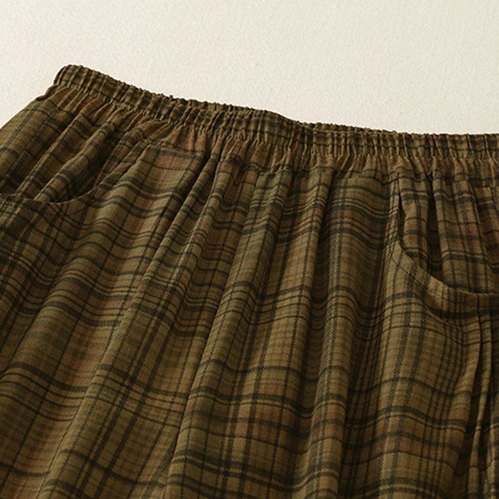 Buddha Stones Damen-Haremshose mit kariertem Frühlingsmuster, Länge 7-8, mit Taschen - image 7