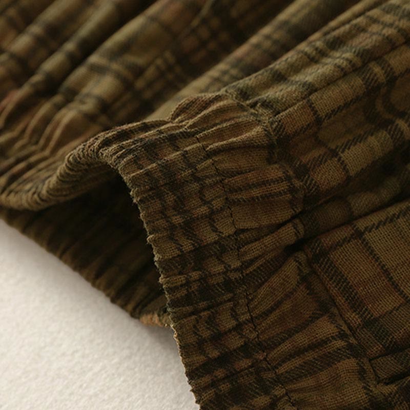 Buddha Stones Damen-Haremshose mit kariertem Frühlingsmuster, Länge 7-8, mit Taschen - image 10