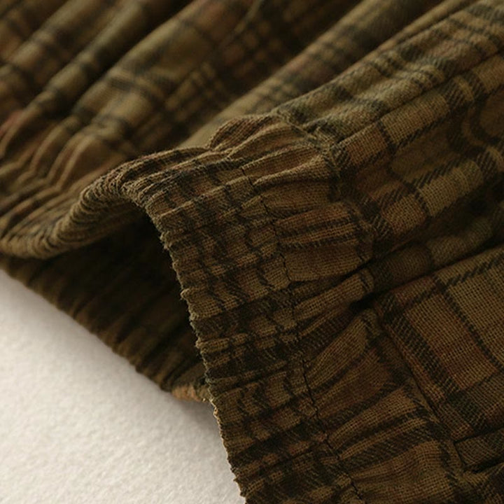 Buddha Stones Damen-Haremshose mit kariertem Frühlingsmuster, Länge 7-8, mit Taschen - image 10