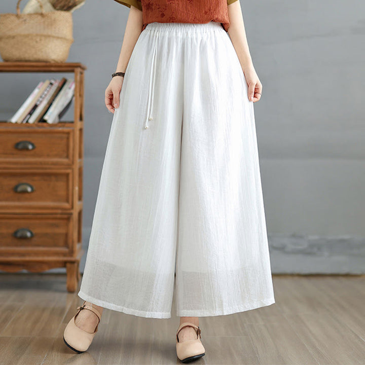Buddha Stones Caprihose für Damen, einfarbig, mit elastischem Bund, weitem Bein und kurzem Schnitt, in Capri-Länge, 7/8-Form - Weiß - US12, UK/AU16, EU44 (3XL) - image 18
