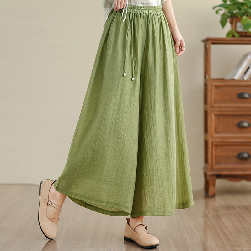 Buddha Stones Caprihose für Damen, einfarbig, mit elastischem Bund, weitem Bein und kurzem Schnitt, in Capri-Länge, 7/8-Form - Gelbgrün - US12, UK/AU16, EU44 (3XL) - image 0