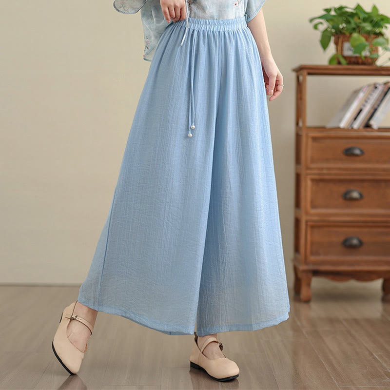 Buddha Stones Caprihose für Damen, einfarbig, mit elastischem Bund, weitem Bein und kurzem Schnitt, in Capri-Länge, 7/8-Form - Hellblau - US12, UK/AU16, EU44 (3XL) - image 12