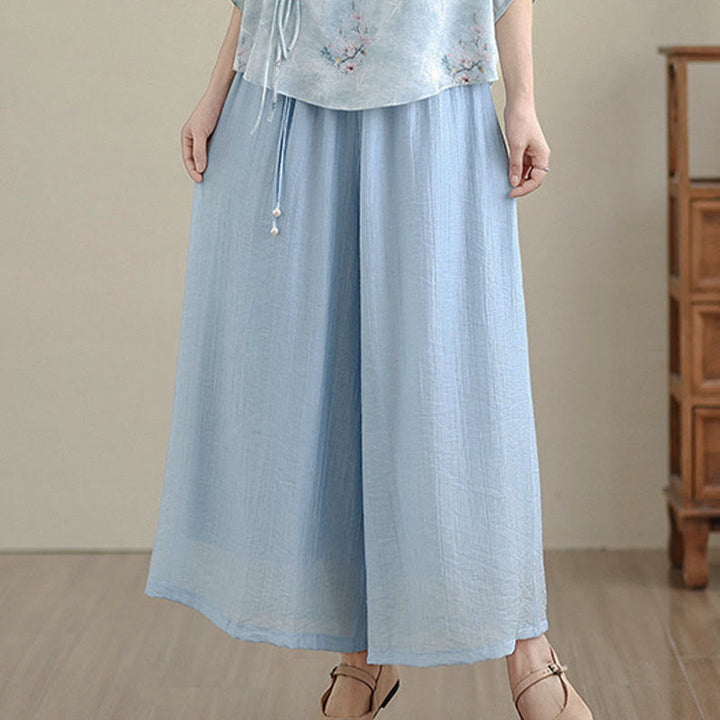 Buddha Stones Caprihose für Damen, einfarbig, mit elastischem Bund, weitem Bein und kurzem Schnitt, in Capri-Länge, 7/8-Form - image 13