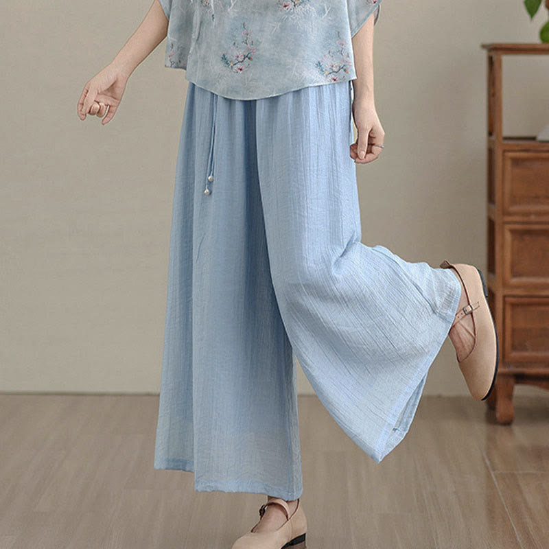 Buddha Stones Caprihose für Damen, einfarbig, mit elastischem Bund, weitem Bein und kurzem Schnitt, in Capri-Länge, 7/8-Form - image 17