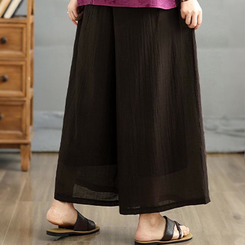Buddha Stones Caprihose für Damen, einfarbig, mit elastischem Bund, weitem Bein und kurzem Schnitt, in Capri-Länge, 7/8-Form - image 11