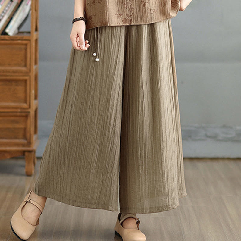 Buddha Stones Caprihose für Damen, einfarbig, mit elastischem Bund, weitem Bein und kurzem Schnitt, in Capri-Länge, 7/8-Form - image 31