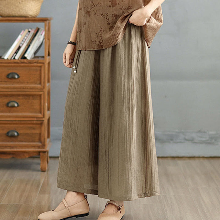 Buddha Stones Caprihose für Damen, einfarbig, mit elastischem Bund, weitem Bein und kurzem Schnitt, in Capri-Länge, 7/8-Form - image 32