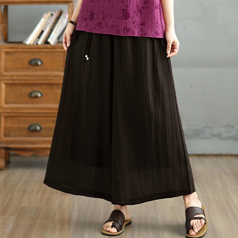 Buddha Stones Caprihose für Damen, einfarbig, mit elastischem Bund, weitem Bein und kurzem Schnitt, in Capri-Länge, 7/8-Form - image 8