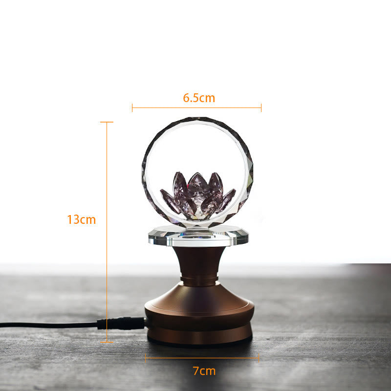 Buddha Stones Lotus Kupfer Messing Neubeginn Wohndekoration - Sockel aus Aluminiumlegierung - 6,5 x 13 x 7 cm - Plug-in - image 14