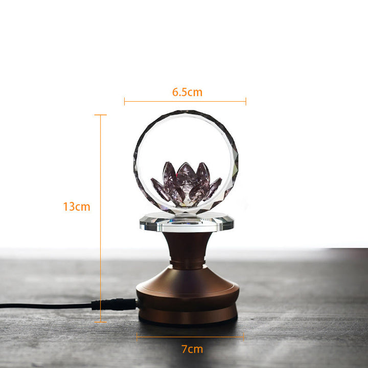Buddha Stones Lotus Kupfer Messing Neubeginn Wohndekoration - Sockel aus Aluminiumlegierung - 6,5 x 13 x 7 cm - Plug-in - image 14