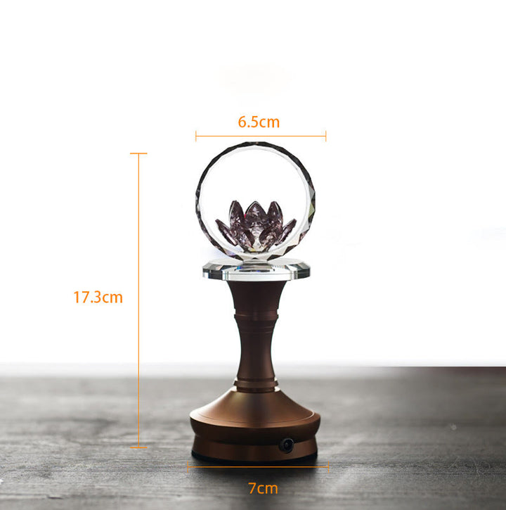 Buddha Stones Lotus Kupfer Messing Neubeginn Wohndekoration - Sockel aus Aluminiumlegierung - 6,5 x 17,3 x 7 cm - Wiederaufladbar - image 18