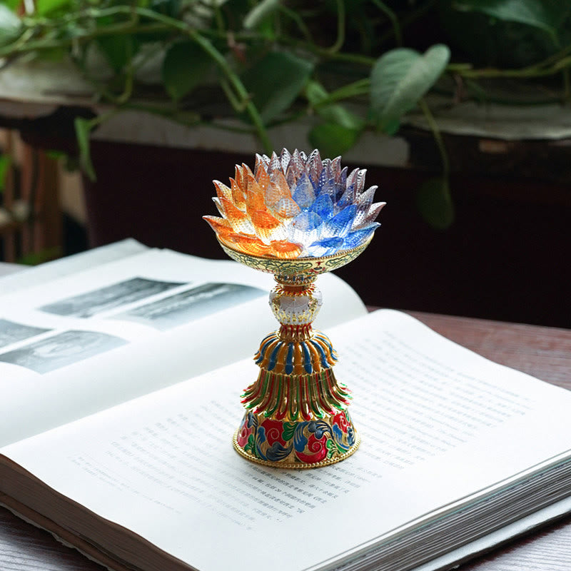 Buddha Stones Lotus Liuli Glassockel mit acht Glückssymbolen – Erleuchtung und Wohnaccessoires - image 14