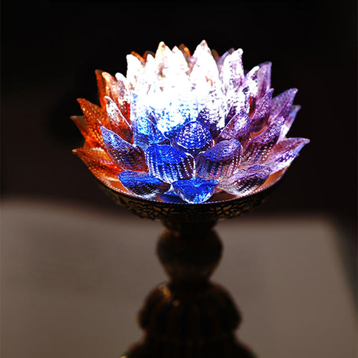 Buddha Stones Lotus Liuli Glassockel mit acht Glückssymbolen – Erleuchtung und Wohnaccessoires - image 24