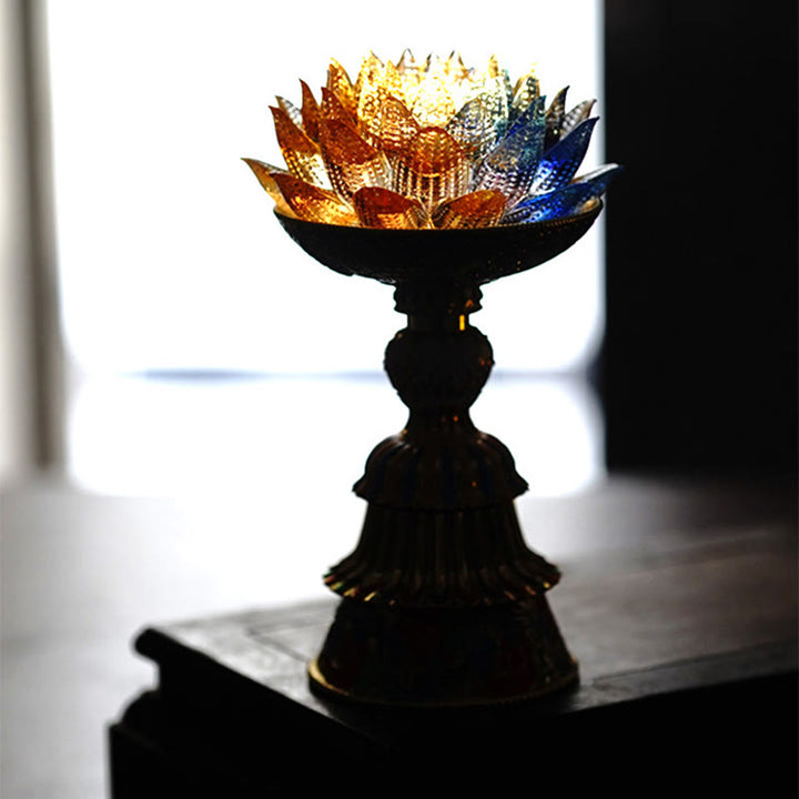 Buddha Stones Lotus Liuli Glassockel mit acht Glückssymbolen – Erleuchtung und Wohnaccessoires - image 17