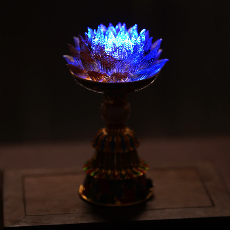 Buddha Stones Lotus Liuli Glassockel mit acht Glückssymbolen – Erleuchtung und Wohnaccessoires - image 32