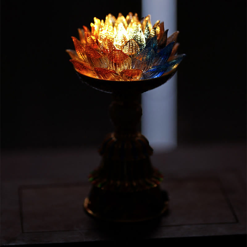 Buddha Stones Lotus Liuli Glassockel mit acht Glückssymbolen – Erleuchtung und Wohnaccessoires - image 19