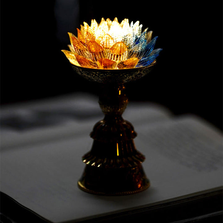Buddha Stones Lotus Liuli Glassockel mit acht Glückssymbolen – Erleuchtung und Wohnaccessoires - image 18