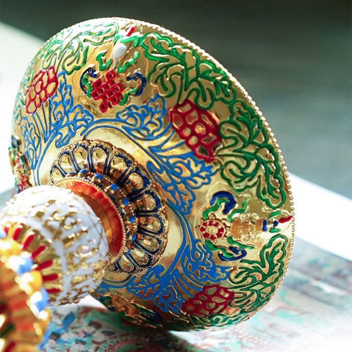 Buddha Stones Lotus Liuli Glassockel mit acht Glückssymbolen – Erleuchtung und Wohnaccessoires - image 38