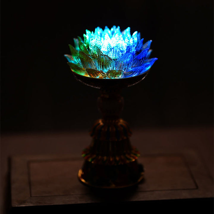 Buddha Stones Lotus Liuli Glassockel mit acht Glückssymbolen – Erleuchtung und Wohnaccessoires - image 31