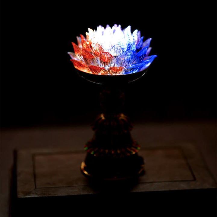 Buddha Stones Lotus Liuli Glassockel mit acht Glückssymbolen – Erleuchtung und Wohnaccessoires - image 22