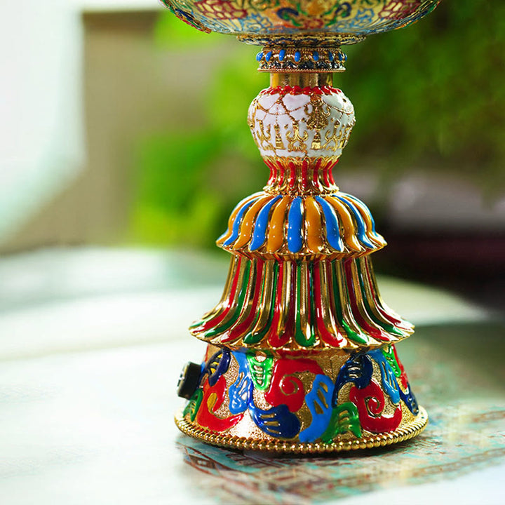 Buddha Stones Lotus Liuli Glassockel mit acht Glückssymbolen – Erleuchtung und Wohnaccessoires - image 39