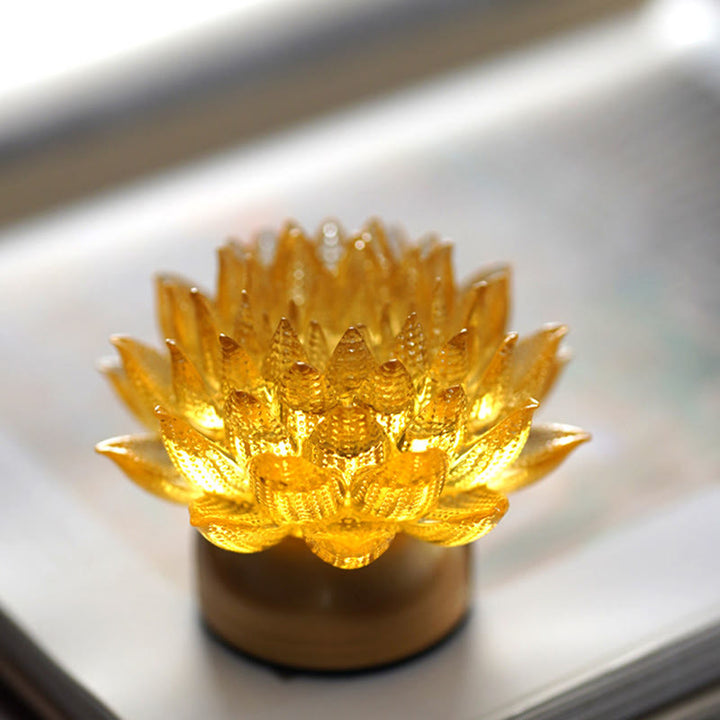 Buddha Stones Lotus Liuli Glas Kupfer Messing Neubeginn Wohndekoration - image 8